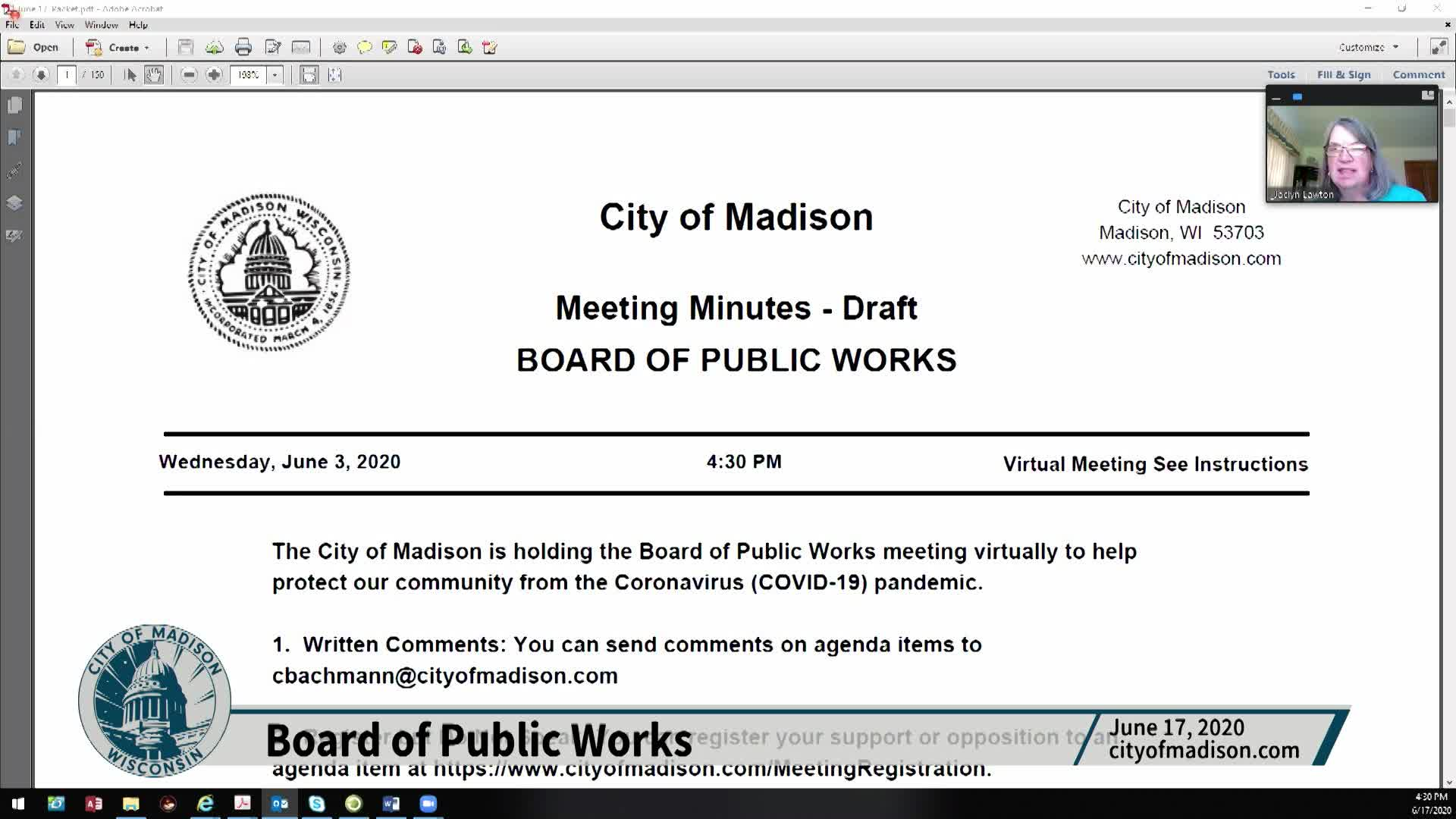 Thumbnail image for Board of Public Works: Meeting of June 17, 2020